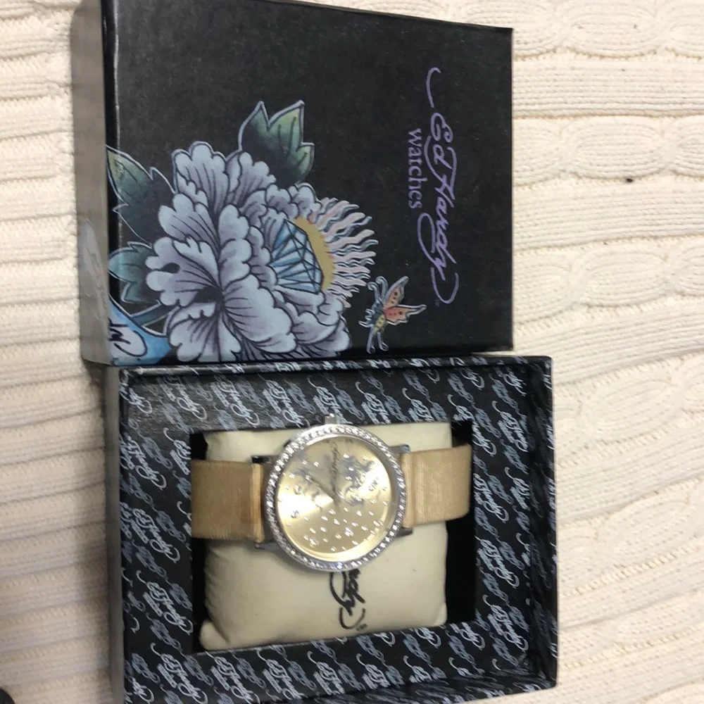 Ed Hardy watch gold with Swarovski  crystals